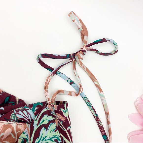 Free People Sun Bleached Maxi Dress Boho Bohemian Floral Chocolate Combo - Picture 7 of 12